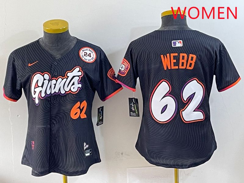 Women San Francisco Giants #62 Webb Black Joint Name Nike 2025 MLB Jersey style 10